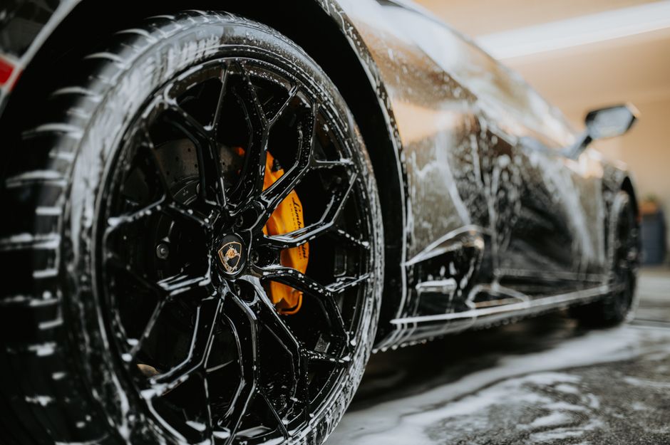 Luxurious premium car wash service in progress